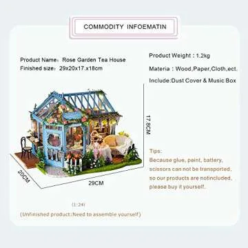 CUTEBEE DIY Dollhouse Kit - Rose Garden Tea House Gift