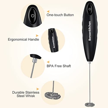 Bonsenkitchen Milk Frother for Creamy Coffee Drinks