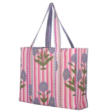 KLAVATE Cotton Quilted Tote Bag for Women - Stylish & Durable