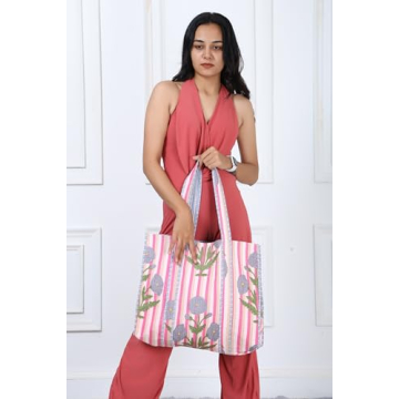 KLAVATE Cotton Quilted Tote Bag for Women - Stylish & Durable
