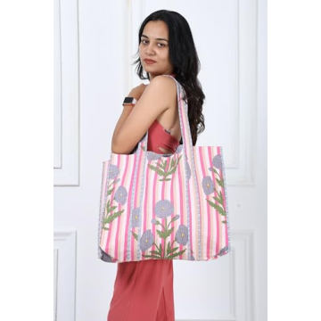 KLAVATE Cotton Quilted Tote Bag for Women - Stylish & Durable