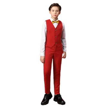 Yanlu Boy's 5-Piece Formal Suit in Classic Red