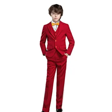 Yanlu Boy's 5-Piece Formal Suit in Classic Red