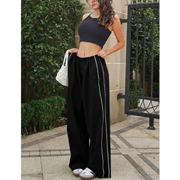 Springrain Women's Stylish Wide Leg Jogger Pants with Pockets