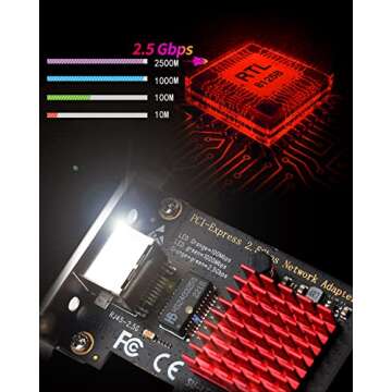 2.5G Network Adapter, Ubit 2.5GBase-T RJ45 2500/1000/100Mbps Gigabit PCIe Network Adapter, RTL8125 NIC, Low Profile Bracket, Windows 11/10 /8/8.1/7