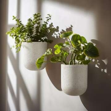 LA JOLIE MUSE Wall Hanging Planters for Indoor Plants，Hanging Flower Pots for Air Plants Succulent, Set of 2, 6 Inch, Speckled White