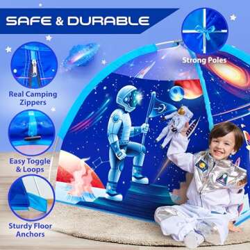 W&O Space Super Dome with Blast Off Button, Space Projector and LED Lights - Ultimate Rocket Play Tent for Kids Aged 3-12 - Perfect for Indoor & Outdoor Adventures