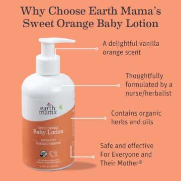 Earth Mama Sweet Orange Baby Lotion | Moisturizing Body Lotion for Dry Skin, Newborn Baby Lotion Sen...