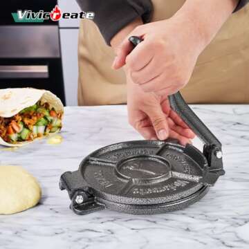 Vivicreate Cast Iron Tortilla Press Dough Flour Tortilla Rotis Quesadilla Maker Prensa para tortillas de hierro fundido