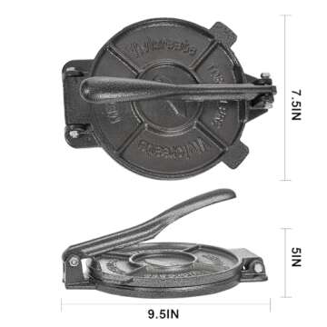 Vivicreate Cast Iron Tortilla Press Dough Flour Tortilla Rotis Quesadilla Maker Prensa para tortillas de hierro fundido
