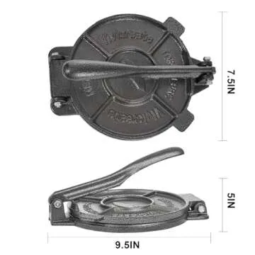 Vivicreate Cast Iron Tortilla Press Dough Flour Tortilla Rotis Quesadilla Maker Prensa para tortillas de hierro fundido