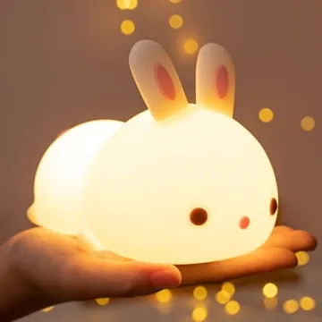 One Fire Kawaii Bunny Night Light - Rechargeable, 16 Color Cute Night Lamp for Kids