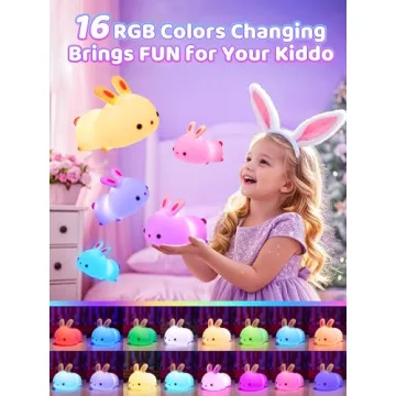 Kawaii Bunny Night Light for Kids - 16 Color Lamps