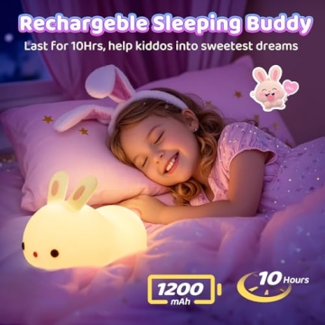 Kawaii Bunny Night Light for Kids - 16 Color Lamps