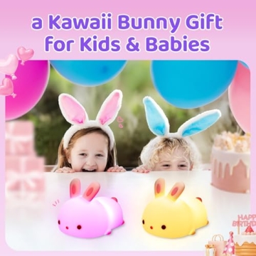 Kawaii Bunny Night Light for Kids - 16 Color Lamps