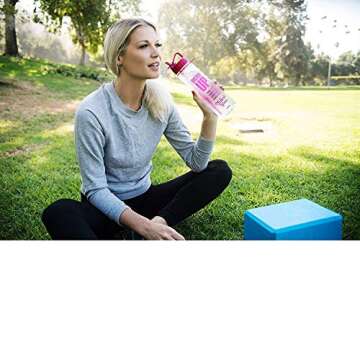 H2OCOACH Motivational Fitness Workout Sports Water Bottle with Time Marker | Measurements | Drink More Water Daily | Clear BPA-Free Tritan | Large 30 Ounce (Pink)