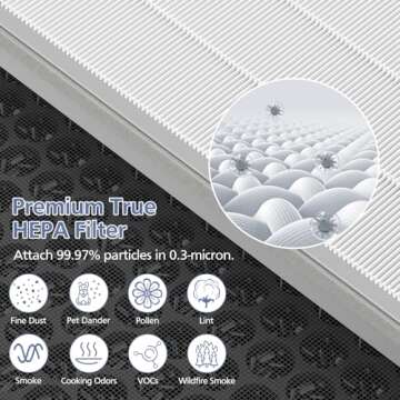 H7123101/H211/H211S Replacement Fil-ter for Govee Life Smart Air Puri-fier, H13 True HEPA Fil-ter & 4-Stage High-Efficiency Fil-tration, 2 Pack HEPA Fil-ter and 4 Pack Washable Pre-Fil-ter