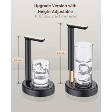Desktop Water Bottle Dispenser, Nerveol 5 Gallon Water Dispenser Portable Electric Water Bottle Pump for Universal 1-5 Gallon Bottles Type-C Charging Water Jug Pump for Home Office Outdoor Black