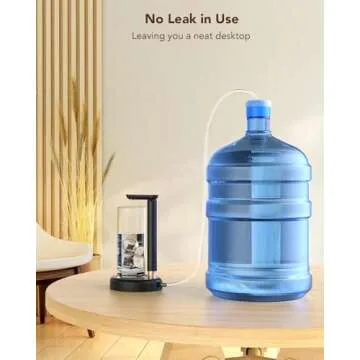 Desktop Water Bottle Dispenser, Nerveol 5 Gallon Water Dispenser Portable Electric Water Bottle Pump for Universal 1-5 Gallon Bottles Type-C Charging Water Jug Pump for Home Office Outdoor Black