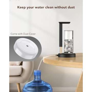 Desktop Water Bottle Dispenser, Nerveol 5 Gallon Water Dispenser Portable Electric Water Bottle Pump for Universal 1-5 Gallon Bottles Type-C Charging Water Jug Pump for Home Office Outdoor Black