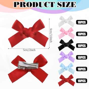 60Pcs Mini Cute Bow Hair Clips, Hair Bows for Girls, Bow Ribbons Hair Accessories, Mini Small Bow Ha...