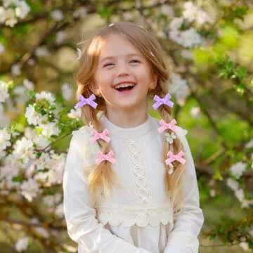 60Pcs Mini Cute Bow Hair Clips, Hair Bows for Girls, Bow Ribbons Hair Accessories, Mini Small Bow Hair Clips, Satin Mini Bow Clips, Small Hair Clips Solid Color Hair Ribbon Alligator Clips, 6 Color