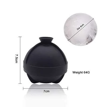 4 Pack Ice Ball Molds - Silicone Sphere Ice cube Molds with Built-in Funnel-Makes 2.5 Inch Large Ice Cube Trays for Whiskey & Cocktails Food Grade and BPA Free