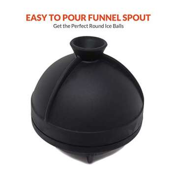 4 Pack Ice Ball Molds - Silicone Sphere Ice cube Molds with Built-in Funnel-Makes 2.5 Inch Large Ice Cube Trays for Whiskey & Cocktails Food Grade and BPA Free