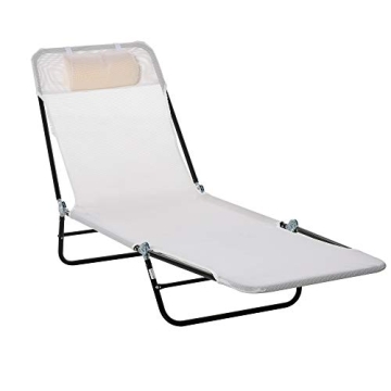 Outsunny Folding Chaise Lounge Chair, Pool Sun Tanning Chair, Outdoor Lounge Chair with Reclining Ba...