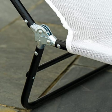 Outsunny Folding Chaise Lounge Chair, Pool Sun Tanning Chair, Outdoor Lounge Chair with Reclining Back, Breathable Mesh Seat, Headrest for Beach, Yard, Patio, Cream White