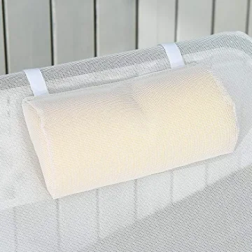 Outsunny Folding Chaise Lounge Chair, Pool Sun Tanning Chair, Outdoor Lounge Chair with Reclining Back, Breathable Mesh Seat, Headrest for Beach, Yard, Patio, Cream White