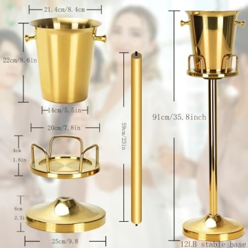 Elegant 5L Gold Champagne Bucket with Sturdy Stand