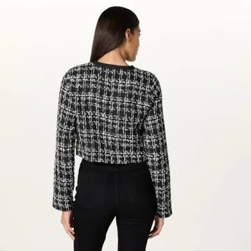 The Drop Women's Aida Cropped Boucle Jacket Black XS