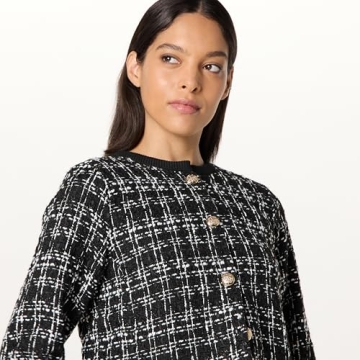 The Drop Women's Aida Cropped Boucle Jacket Black XS