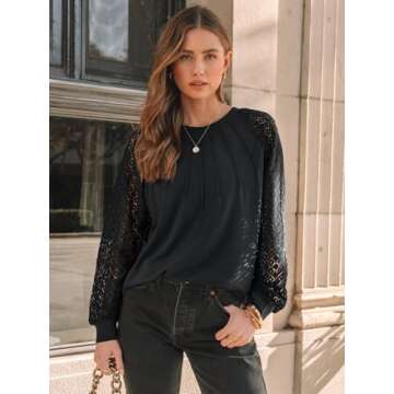 AUTOMET Womens Long Sleeve Shirts Lace Tops Business Casual Fall Fashion Outfits Clothes Knitted Y2k...