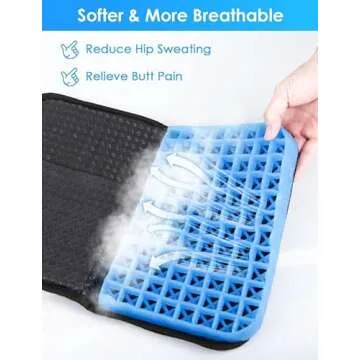 WISIMMALL Gel Seat Cushion Portable Travel Cushions, 16.5" x 12" Large Size Super Thick Foldable Chair Seat Cushion Lightweight for Car Office Chair Wheelchair, Pressure Sores Tailbone Pain Relief