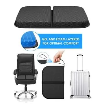 WISIMMALL Gel Seat Cushion Portable Travel Cushions, 16.5" x 12" Large Size Super Thick Foldable Chair Seat Cushion Lightweight for Car Office Chair Wheelchair, Pressure Sores Tailbone Pain Relief