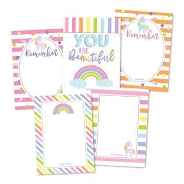 Hadley Designs 25 Unicorn School Lunch Box Notes For Kids, Inspirational Motivational Cards Boys Gir...