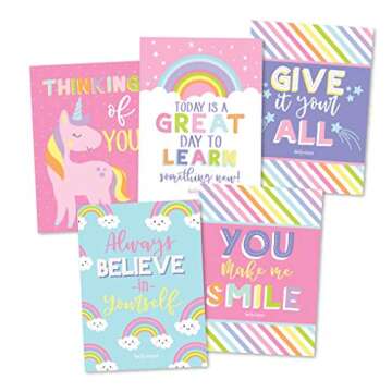 Hadley Designs 25 Unicorn School Lunch Box Notes For Kids, Inspirational Motivational Cards Boys Girls From Mom, Encouraging Teens, Thinking of You Positive Affirmation Encouragement Lol Fun Love