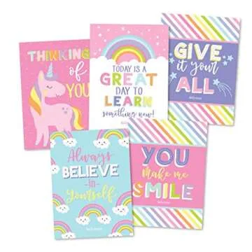 Hadley Designs 25 Unicorn School Lunch Box Notes For Kids, Inspirational Motivational Cards Boys Girls From Mom, Encouraging Teens, Thinking of You Positive Affirmation Encouragement Lol Fun Love