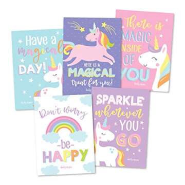 Hadley Designs 25 Unicorn School Lunch Box Notes For Kids, Inspirational Motivational Cards Boys Girls From Mom, Encouraging Teens, Thinking of You Positive Affirmation Encouragement Lol Fun Love