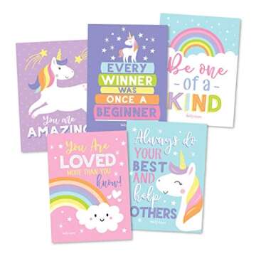 Hadley Designs 25 Unicorn School Lunch Box Notes For Kids, Inspirational Motivational Cards Boys Girls From Mom, Encouraging Teens, Thinking of You Positive Affirmation Encouragement Lol Fun Love