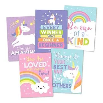Hadley Designs 25 Unicorn School Lunch Box Notes For Kids, Inspirational Motivational Cards Boys Girls From Mom, Encouraging Teens, Thinking of You Positive Affirmation Encouragement Lol Fun Love