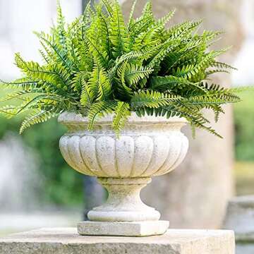 AUMVEYI 40 Pcs Artificial Boston Fern Plants Bushes Outdoor Fake Flowers Bulk Greenery UV Resistant Faux Plastic Foliage Large Bundle for Home Window Box Front Porch Patio Pathway Arrangement Décor