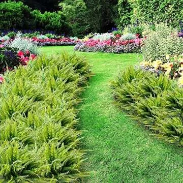 AUMVEYI 40 Pcs Artificial Boston Fern Plants Bushes Outdoor Fake Flowers Bulk Greenery UV Resistant Faux Plastic Foliage Large Bundle for Home Window Box Front Porch Patio Pathway Arrangement Décor