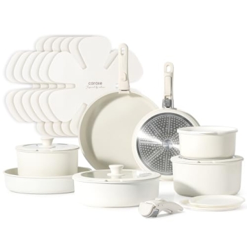 CAROTE 21pcs Non-Stick Induction Cookware Set - Removable Handles