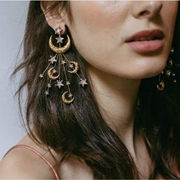 Trendy Star Moon Earrings - Elegant Crystal Gold Jewelry