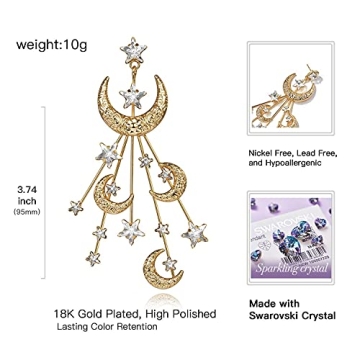 Trendy Star Moon Earrings - Elegant Crystal Gold Jewelry