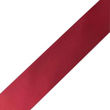 QIANF 1 Inch Wide Satin Ribbon Burgundy Ribbon for Gift Wrapping Hair Bow Chair Sash Valentine's Day...