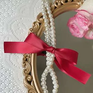 QIANF 1 Inch Wide Satin Ribbon Burgundy Ribbon for Gift Wrapping Hair Bow Chair Sash Valentine's Day Wedding Birthday Party Invitation Decorations Floral Craft Sewing, 25 Yards